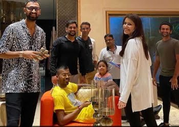 Sakshi posts photo of MS Dhoni's birthday celebration with Hardik Pandya and Krunal Pandya