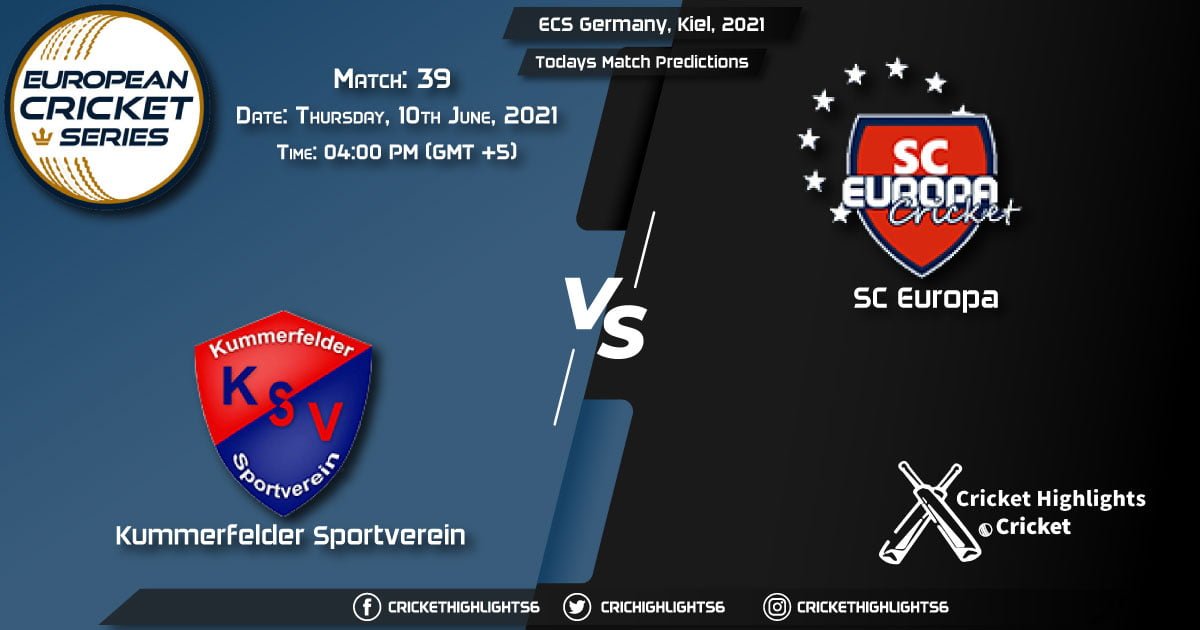ECS Germany, Kiel, 2021, Match 39 KSV vs SCE, Playing 11 & Today's Match Predictions