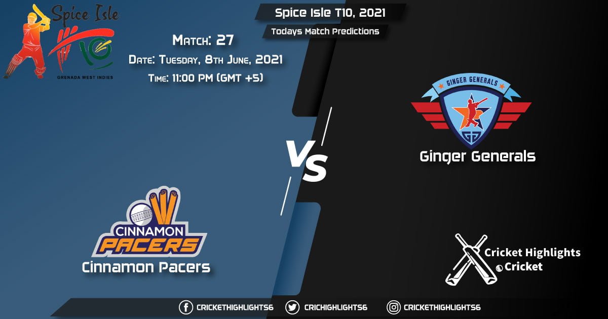 Spice Isle T10, 2021, Match 27 CP vs GG, Playing 11 & Today's Match Predictions
