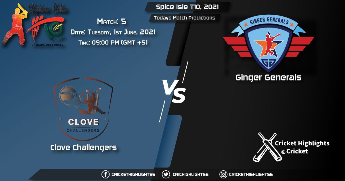 Spice Isle T10, 2021, Match 5 CC vs GG, Playing 11 & Today's Match Predictions