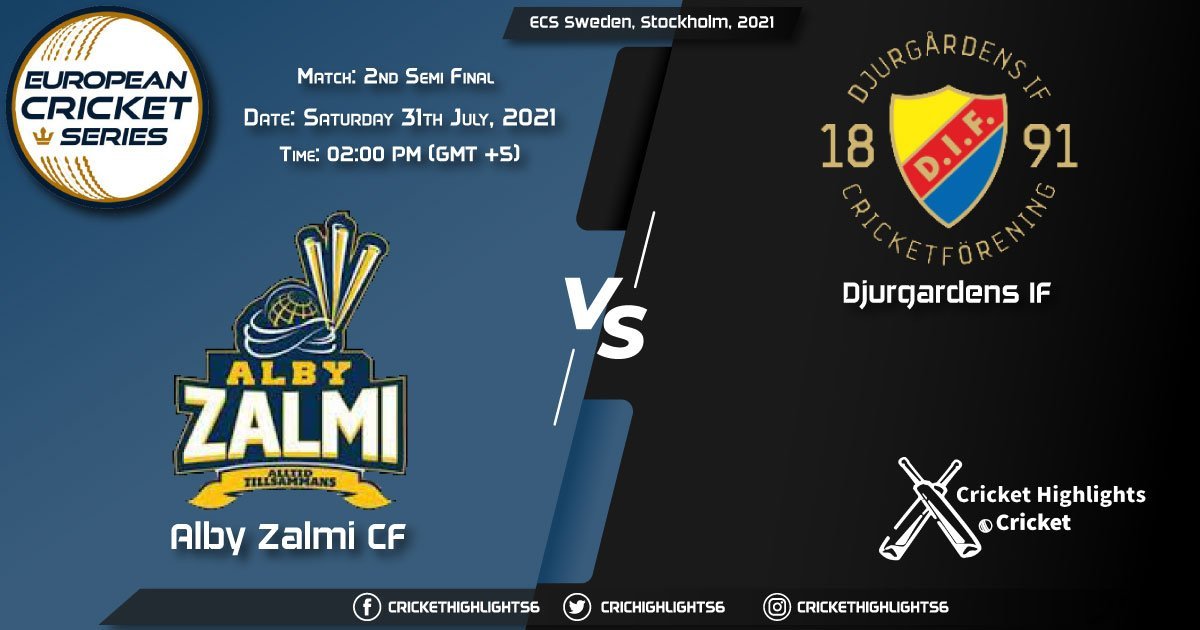 ALZ vs DIF, Live Scorecard, Match 2nd Semi-Final, July 31, 2021, Live Cricket Score, ECS Sweden, Stockholm, 2021