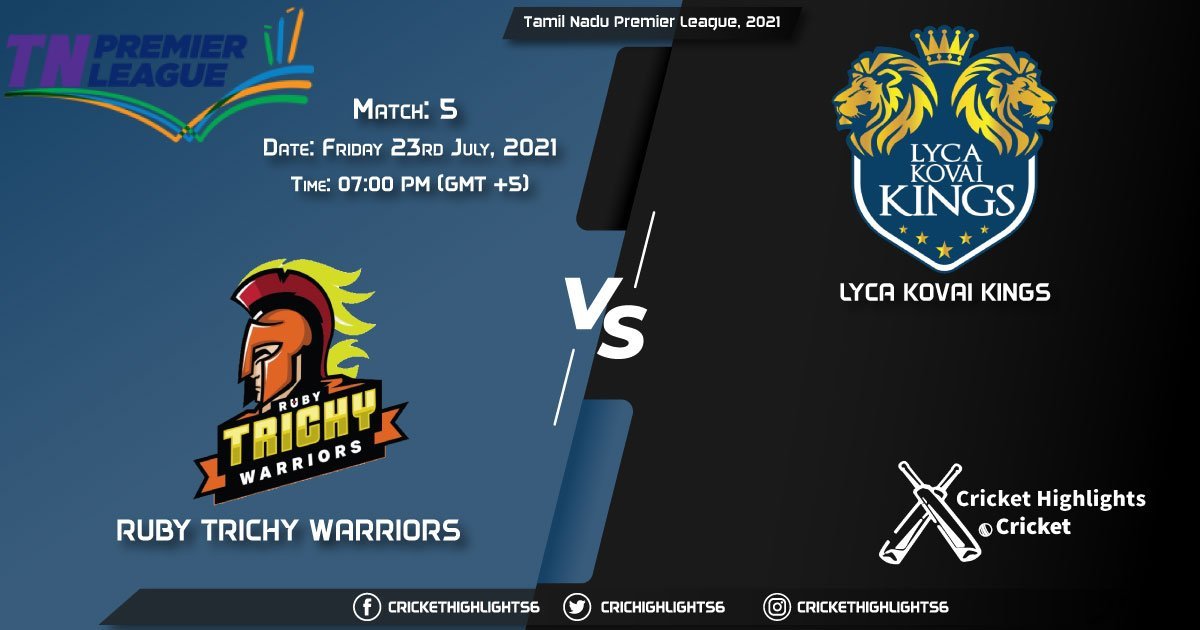 RTW vs LKK, Live Scorecard, Match 5, July 23, 2021, Live Cricket Score, Tamil Nadu Premier League, 2021