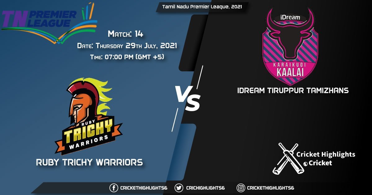 Tamil Nadu Premier League, 2021 Live Match 14, RTW vs ITT LIVE Streaming for free, When, Where, How to Watch
