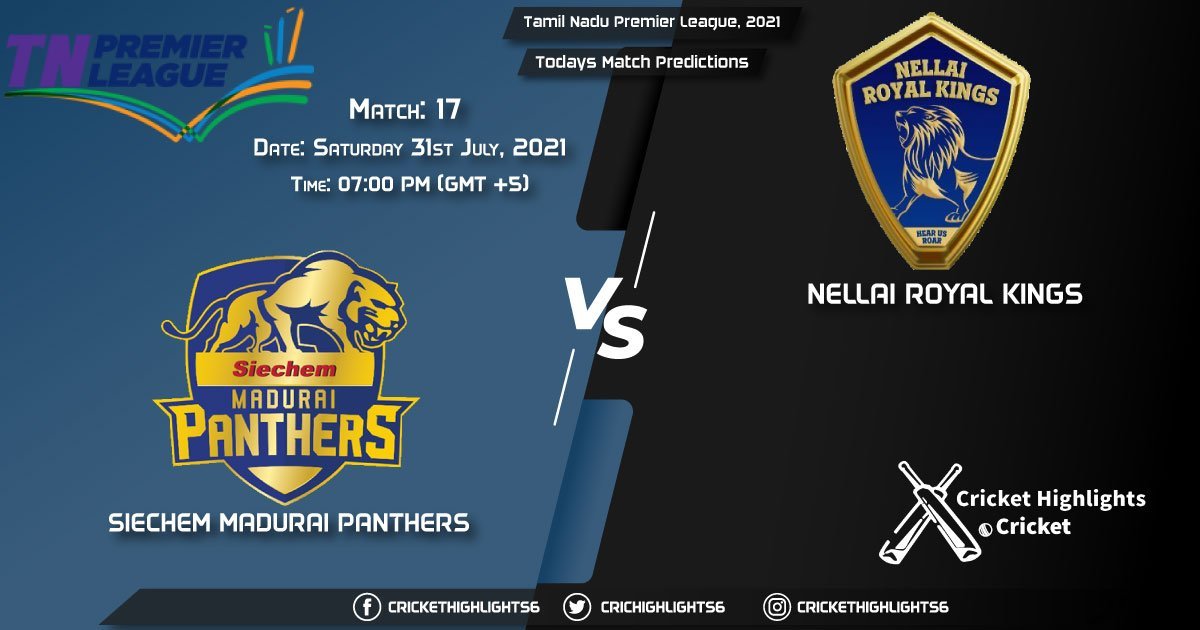 Tamil Nadu Premier League, 2021, Match 17 SMP vs NRK, Playing 11 & Today's Match Predictions