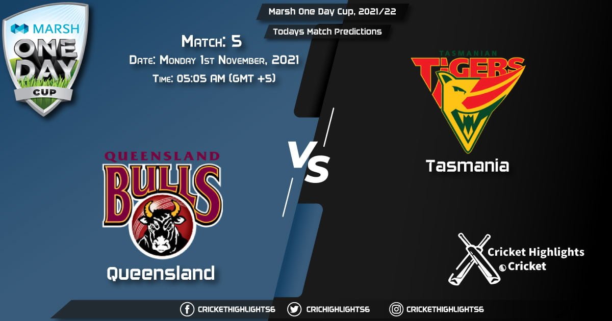 Marsh One Day Cup, 202122, Match 5 QUN vs TAS, Playing 11 & Today's Match Predictions