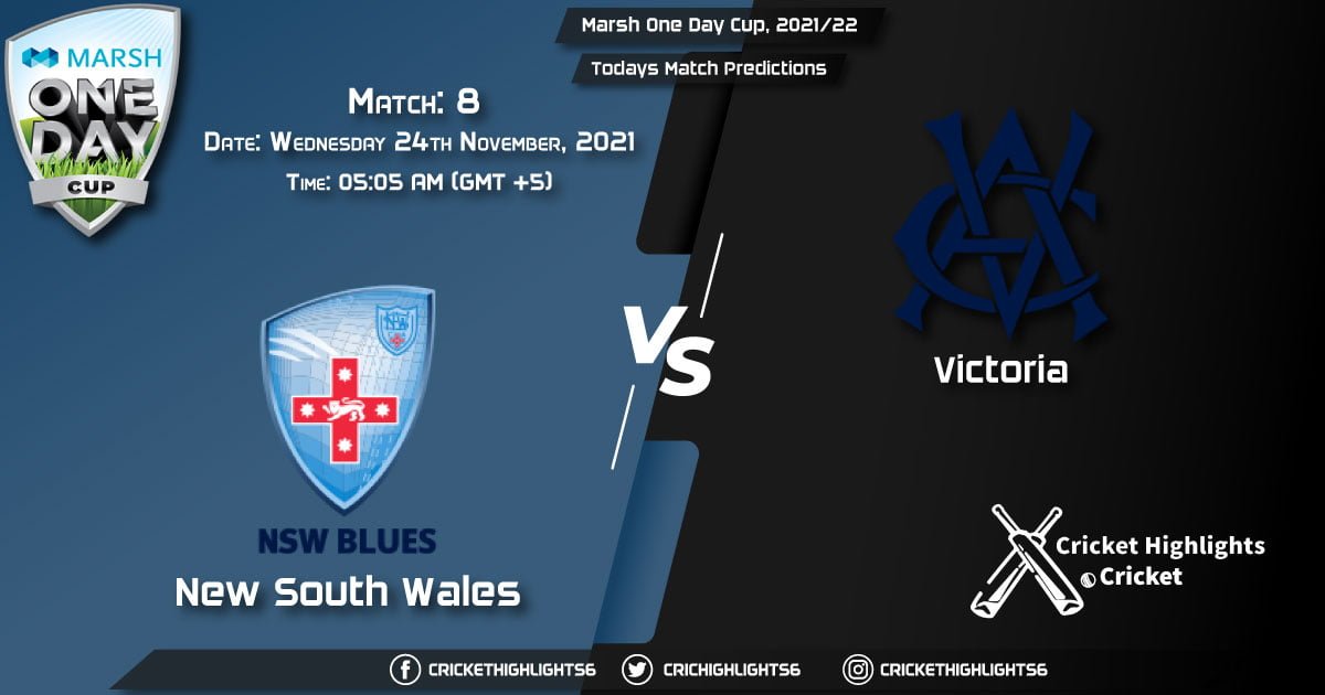 Marsh One Day Cup, 202122, Match 8 NSW vs VCT, Playing 11 & Today's Match Predictions