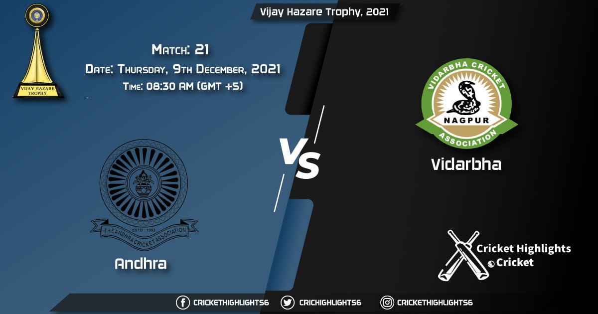 AND vs VID, Live Scorecard, Match 21, December 9, 2021, Live Cricket Score, Vijay Hazare Trophy, 2021
