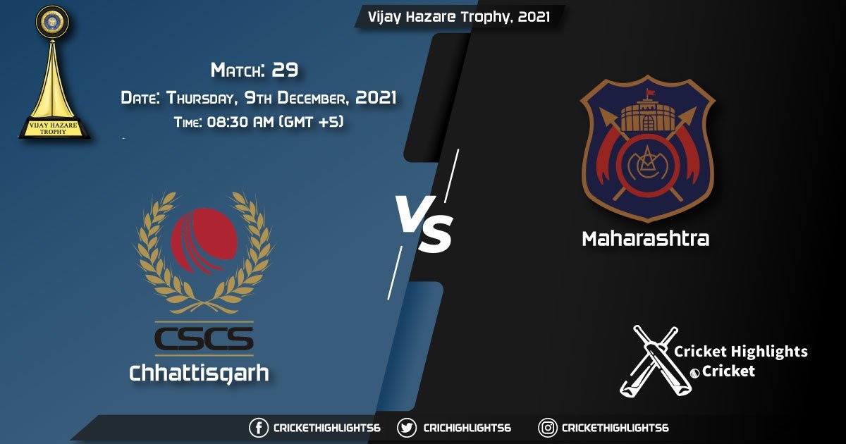 CHA vs MAH, Live Scorecard, Match 29, December 9, 2021, Live Cricket Score, Vijay Hazare Trophy, 2021