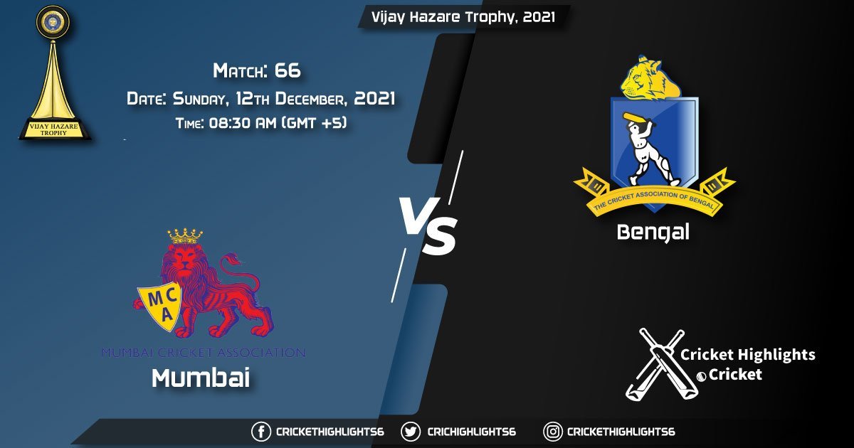 MUM vs BER, Live Scorecard, Match 66, December, 12, 2021, Live Cricket Score, Vijay Hazare Trophy, 2021