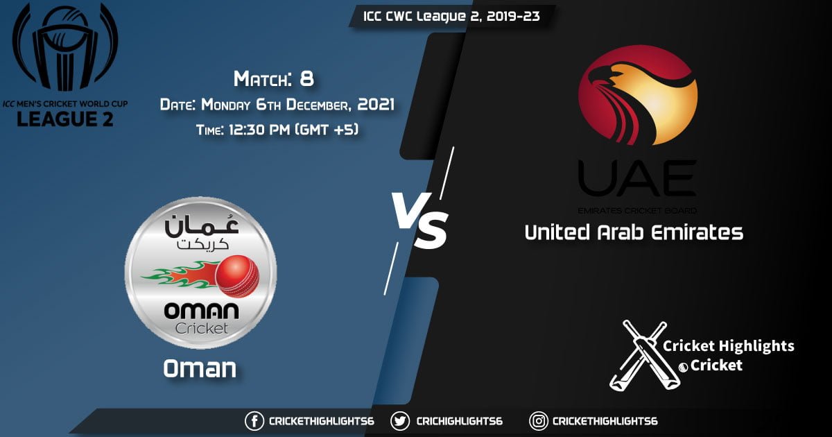 OMN vs UAE, Live Scorecard, Match 8th, December 6, 2021, Live Cricket Score, ICC CWC League 2, 2019-23
