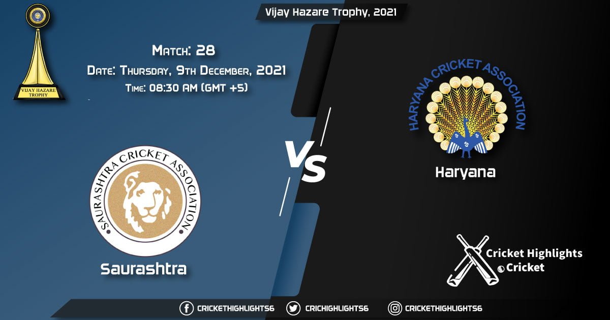 SAU vs HAR, Live Scorecard, Match 28, December 9, 2021, Live Cricket Score, Vijay Hazare Trophy, 2021