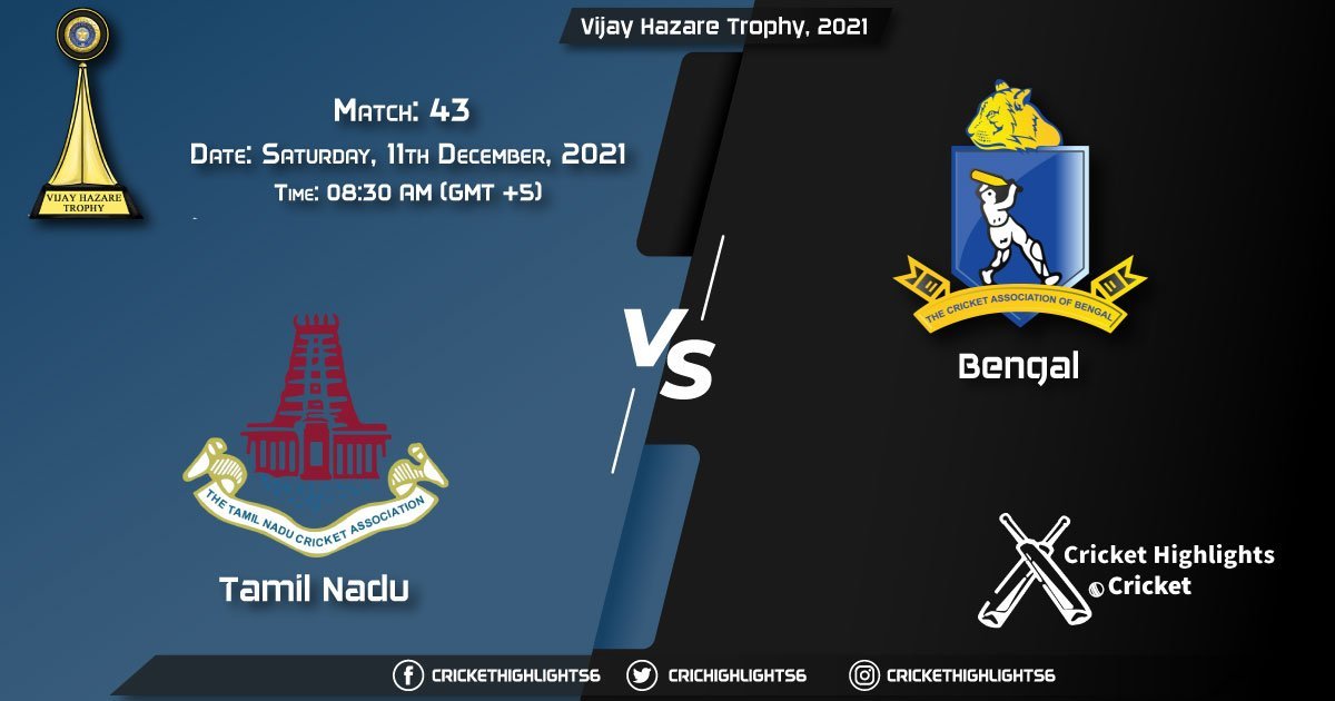 TN vs BEN, Live Scorecard, Match 43, December 11, 2021, Live Cricket Score, Vijay Hazare Trophy, 2021
