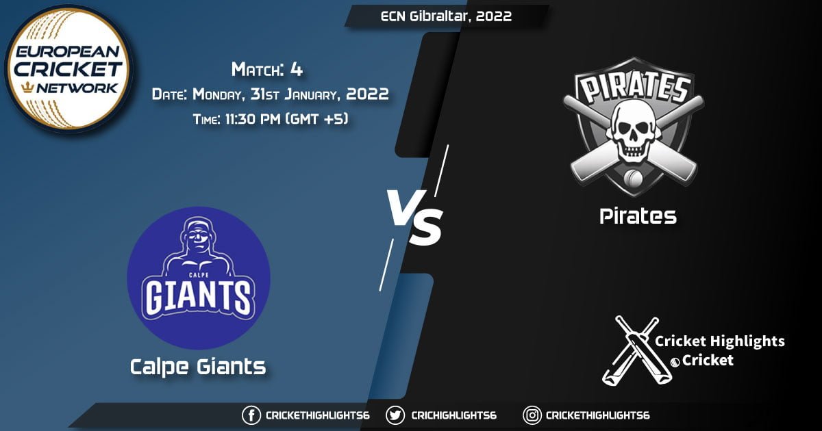 CC vs PIR, Live Scorecard, Match 4, January 31, 2022, ECN Gibraltar, 2022