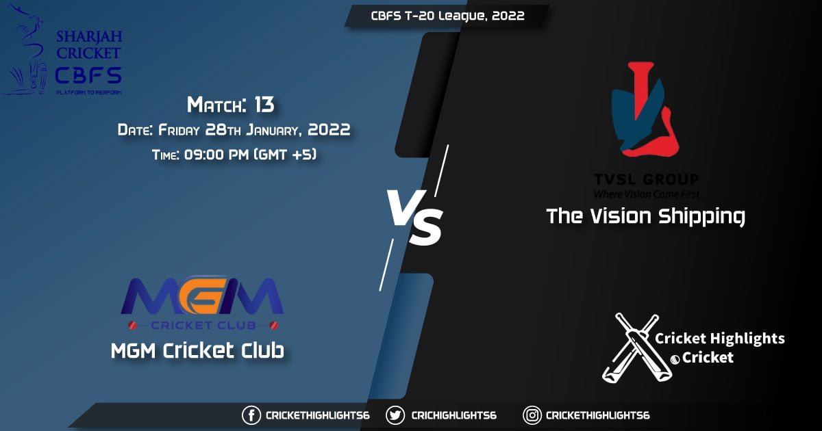 MGM vs TVS, Live Scorecard, Match 13, January 28, 2022, CBFS T-20 League, 2022