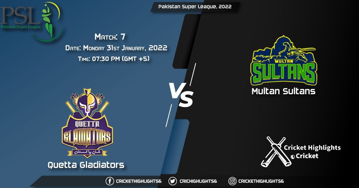 QUE vs MUL, Live Scorecard, Match 7, January 31, 2022, Pakistan Super League, 2022