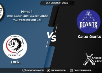TAR vs CG, Live Scorecard, Match 1, January 30, 2022, ECN Gibraltar, 2022