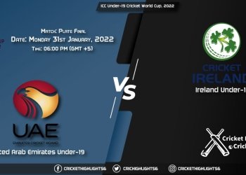 UAE-U19 vs IRE-U19, Live Scorecard, Match Plate Final, January 31, 2022, ICC Under-19 Cricket World Cup, 2022
