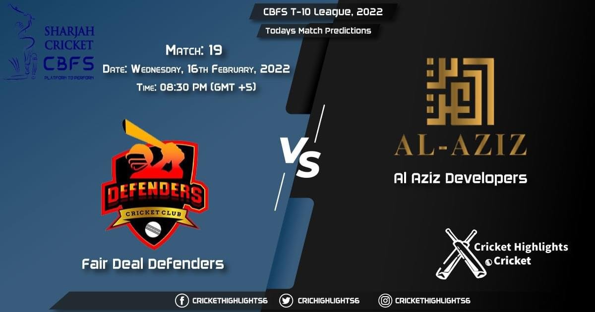 CBFS T-10 League, 2022, Match 19 FDD vs AAD, Playing 11 & Today's Match Predictions