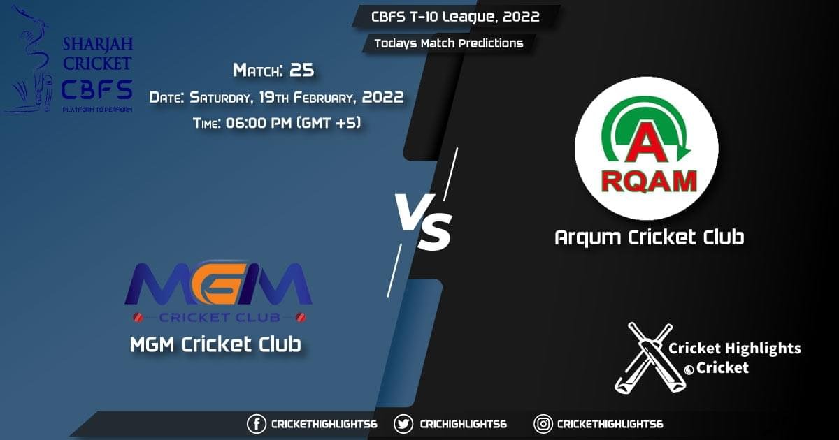 CBFS T-10 League, 2022, Match 25 MGM vs ACC, Playing 11 & Today's Match Predictions