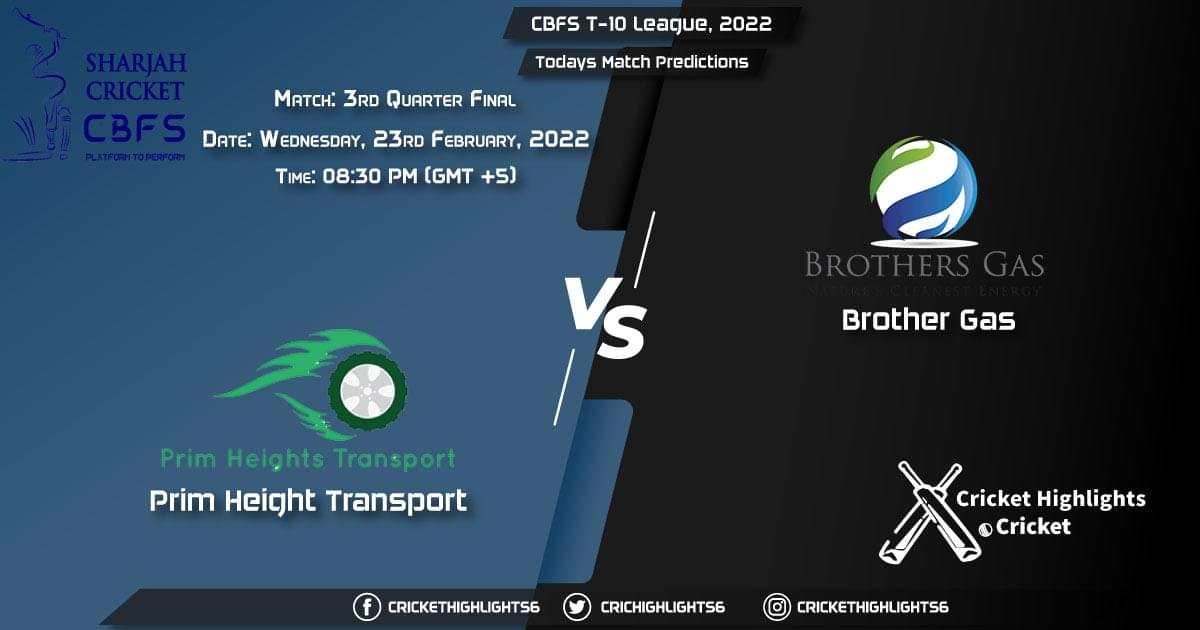 CBFS T-10 League, 2022, Match 3rd Quarter Final PHT vs BG, Playing 11 & Today's Match Predictions