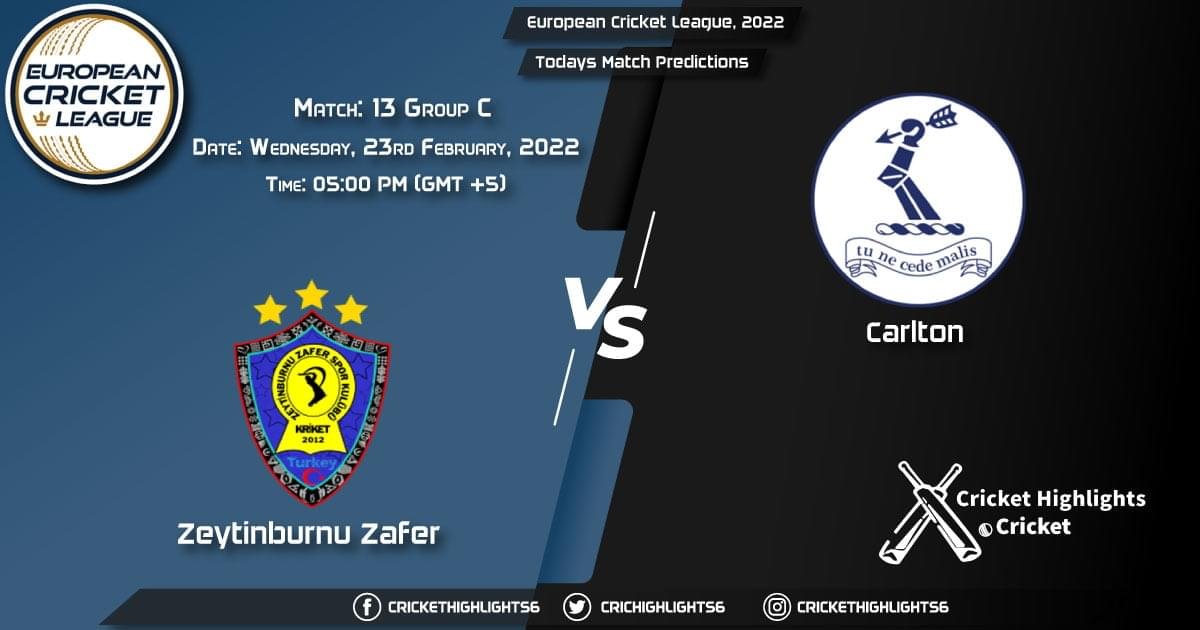 European Cricket League, 2022, Match 13 Group C ZTB vs CAR, Playing 11 & Today's Match Predictions