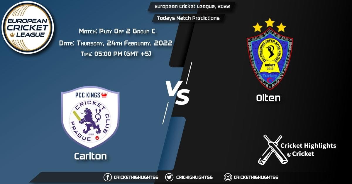 European Cricket League, 2022, Match Play Off 2 Group C OLT VS CAR, Playing 11 & Today's Match Predictions
