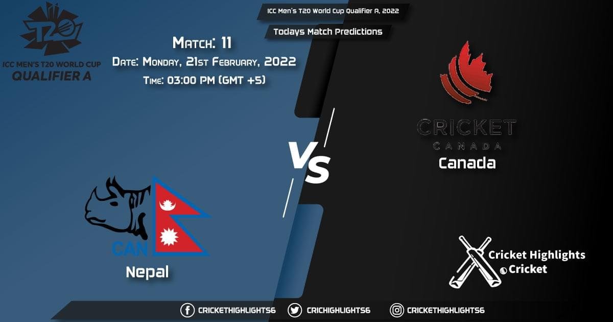 ICC Men's T20 World Cup Qualifier A, 2022, Match 11 NEP vs CAN, Playing 11 & Today's Match Predictions