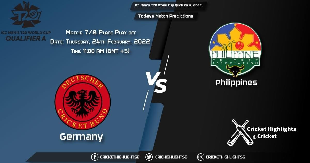 ICC Men's T20 World Cup Qualifier A, 2022, Match 78 Place Play off GER vs PHI, Playing 11 & Today's Match Predictions