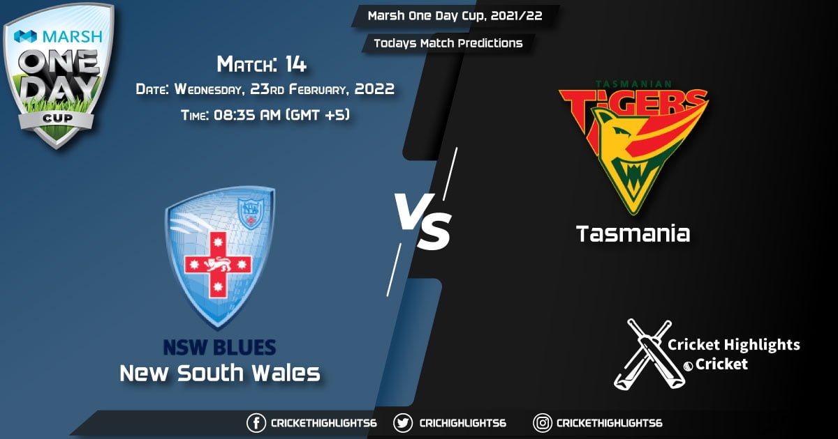 Marsh One Day Cup, 202122, Match 14 NSW vs TAS, Playing 11 & Today's Match Predictions