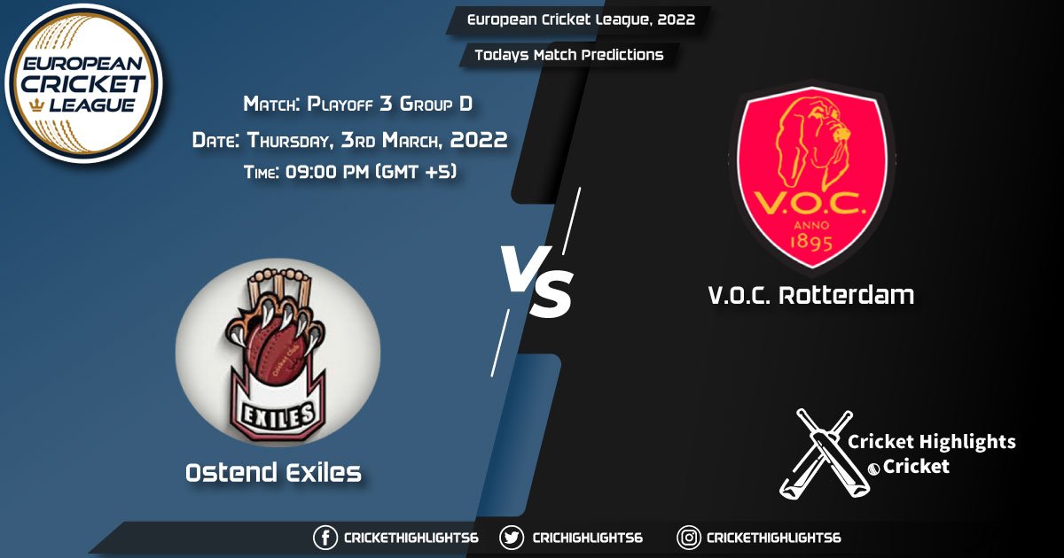 European Cricket League, 2022, Match Playoff 3 Group D OEX vs VOC, Playing 11 & Today's Match Predictions