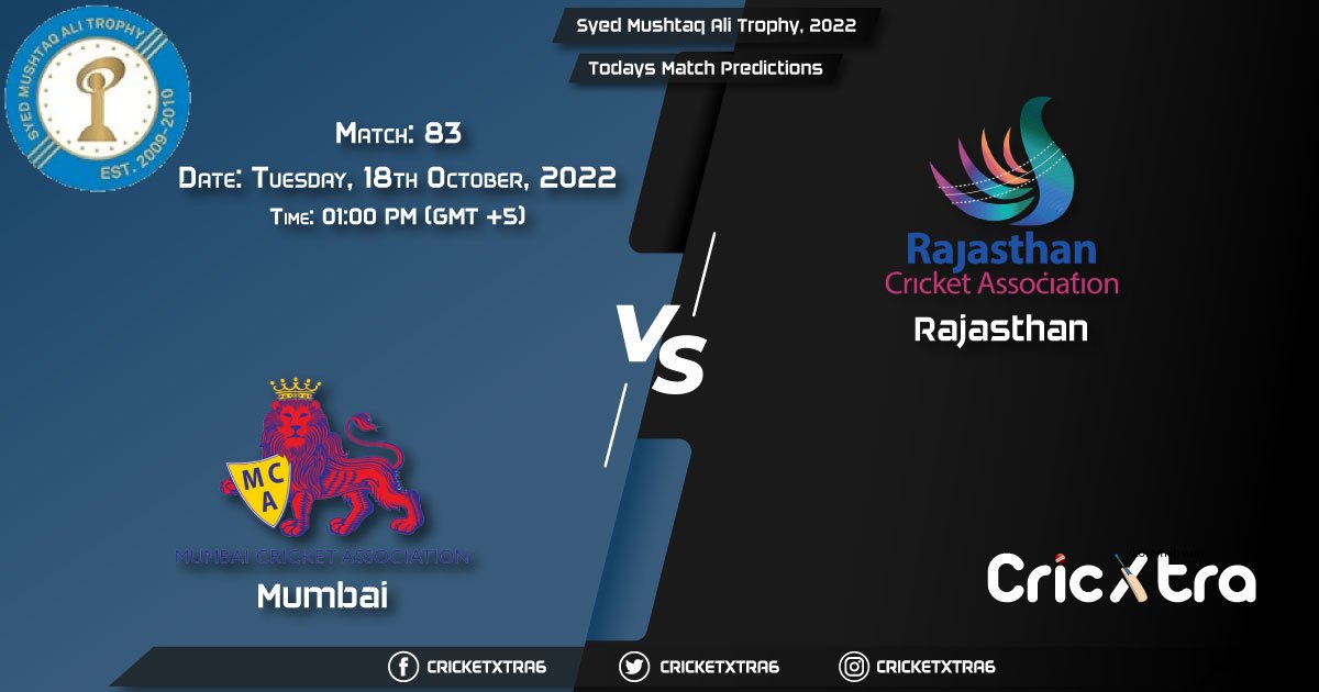 Syed Mushtaq Ali Trophy, 2022, MUM vs RAJ 83rd Match Prediction, Fantasy Cricket Tips, Pitch Report and Injury Update