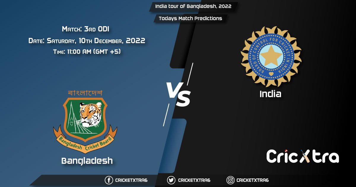India tour of Bangladesh, 2022, IND vs BAN 3rd ODI Match Prediction, Fantasy Cricket Tips, Pitch Report and Injury Update