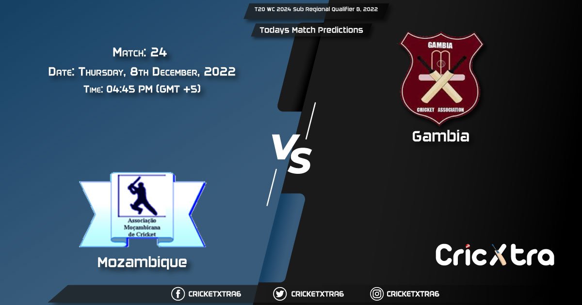 T20 WC 2024 Sub Regional Qualifier B, 2022, MOZ vs GAM 24th Match Prediction, Fantasy Cricket Tips, Pitch Report and Injury Update