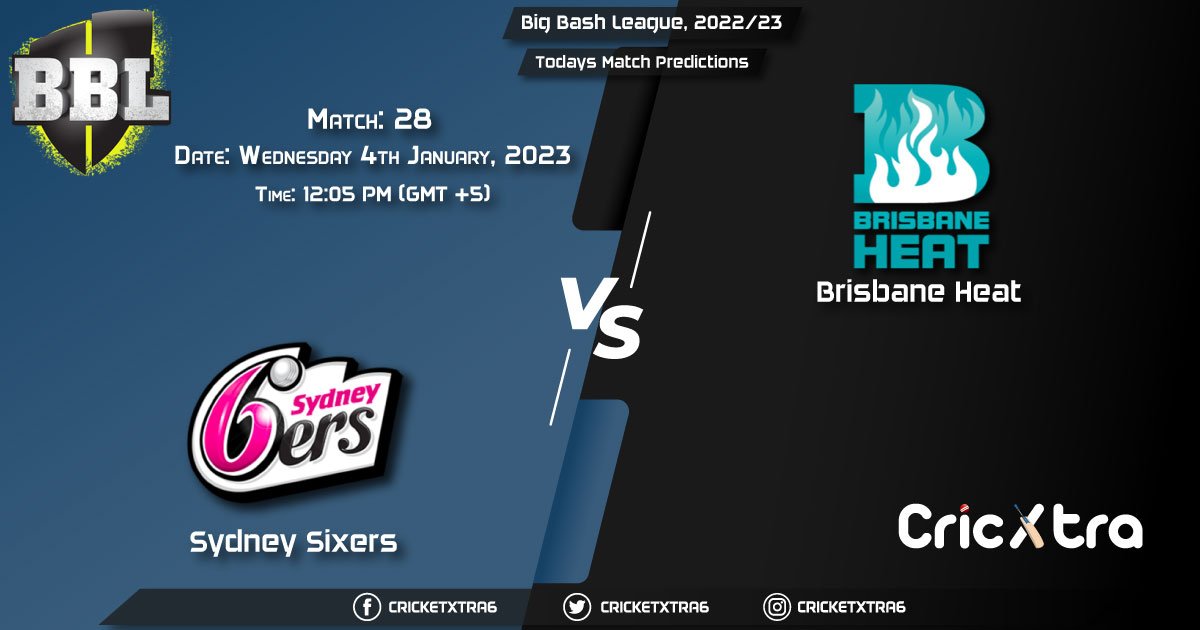 Big Bash League, 202223, SIX vs HEA 28th Match Prediction, Fantasy Cricket Tips, Pitch Report and Injury Update