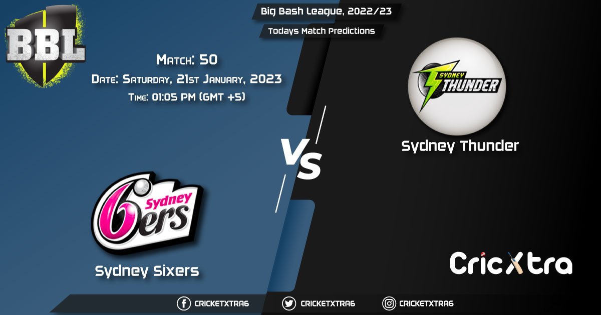 Big Bash League, 202223, SIX vs THU 50th Match Prediction, Fantasy Cricket Tips, Pitch Report and Injury Update