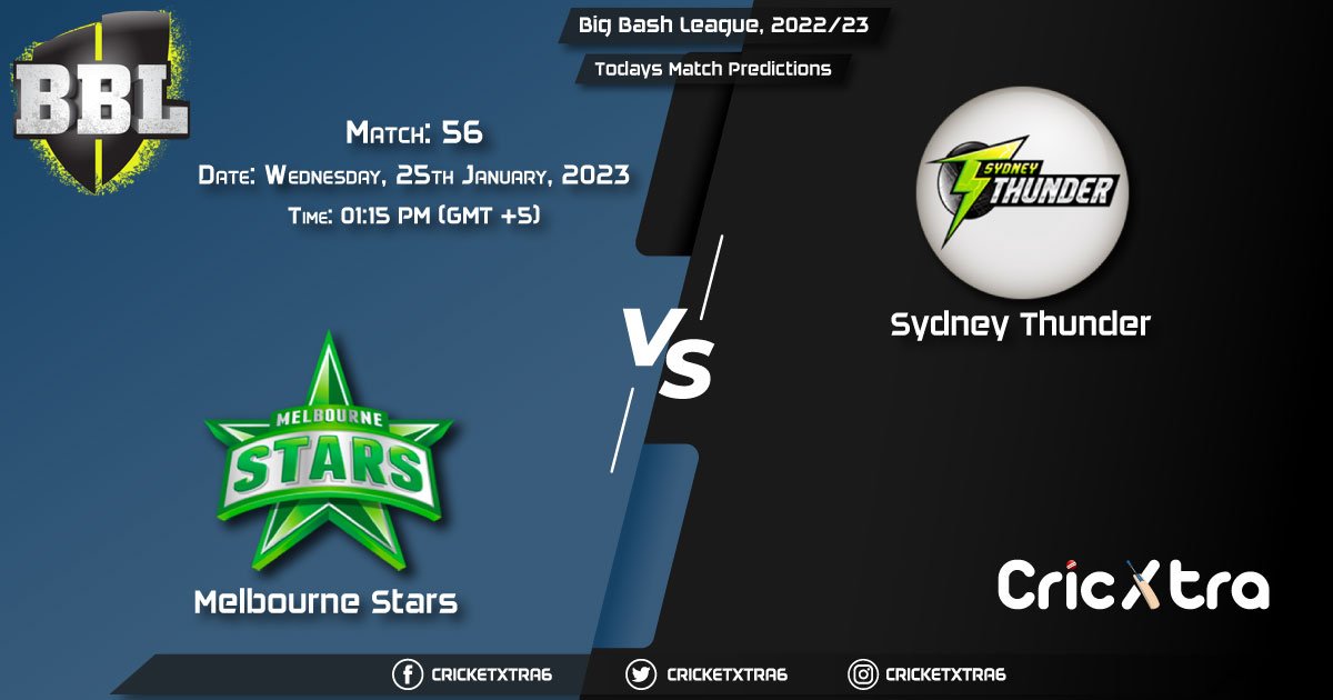 Big Bash League, 202223, STA vs THU 56th Match Prediction, Fantasy Cricket Tips, Pitch Report and Injury Update