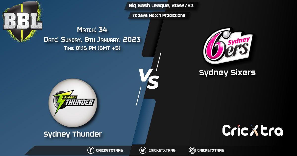 Big Bash League, 202223, THU vs SIX 34th Match Prediction, Fantasy Cricket Tips, Pitch Report and Injury Update